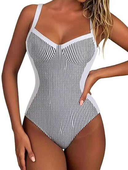 Womens Floral Print One-Piece Swimsuit With Cutout Back And Straps