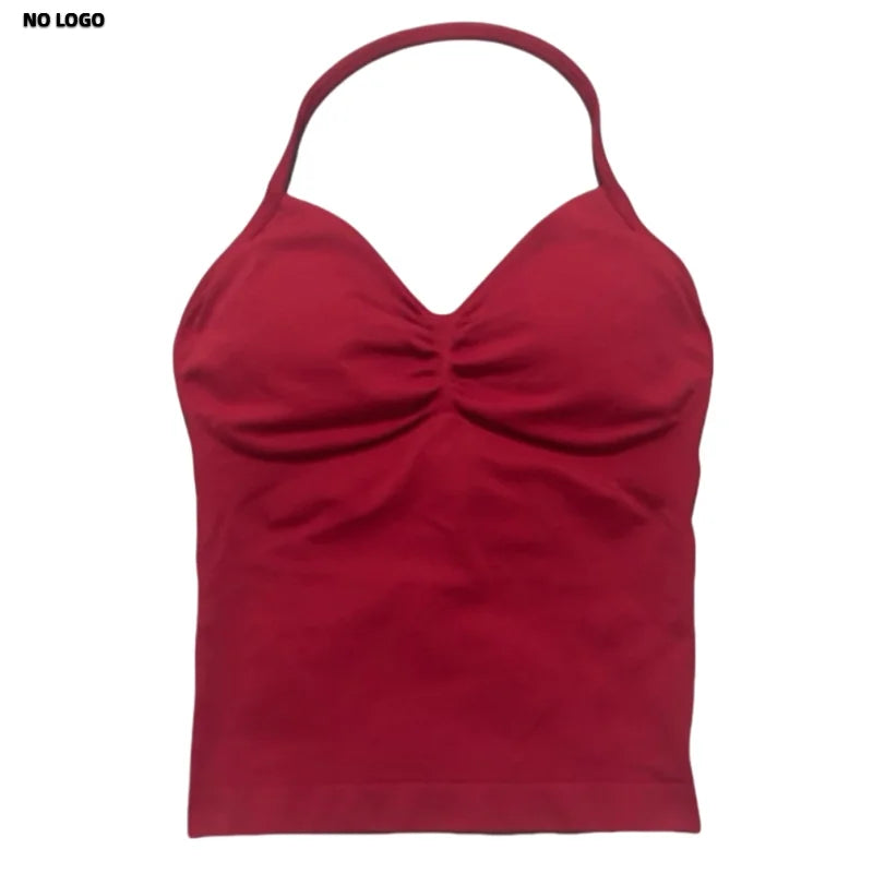 Women Yoga Vest - Longline Strappy Top | Breathable Fitness Tank Top Open Back Halter