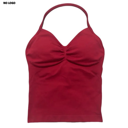 Women Yoga Vest - Longline Strappy Top | Breathable Fitness Tank Top Open Back Halter