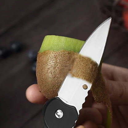 Stainless Steel Folding Fruit Knife with Keychain - Non-Slip Pocket Slicing Knife