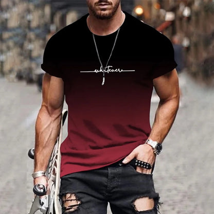 Men's Breathable T-Shirt - Lightweight Summer Outdoor Streetwear Top With Gradient Print