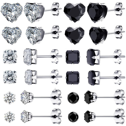 1 Pair 3mm-8mm Medical Stainless steel Crystal Zircon Ear Studs Earrings For Women/Men 4 Prong Tragus Cartilage Piercing Jewelry
