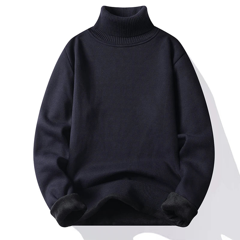 Sweatwear Mens Anti-pilling High Quality Knitted Turtleneck Sweater Slim Fit Long Sleeve Pullover Solid Color Trend Men Clothing