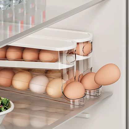 Egg Storage Box - Automatic Rolling Egg Holder Rack for Refrigerator