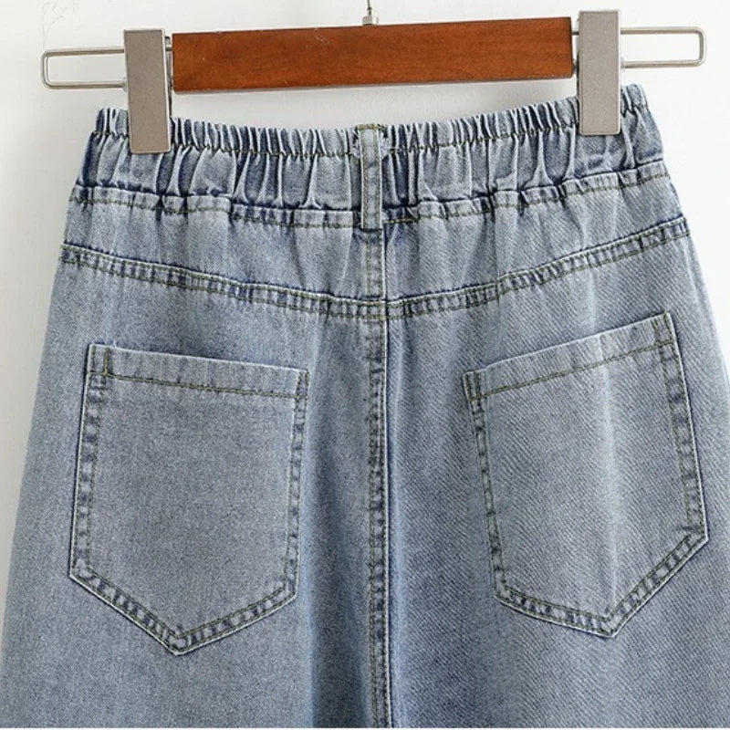 Spring Fall Casual Oversize Denim Pants 2026 Plus Size Hight Waist Wide Leg Jeans Women Korean Streetwear Washed Pants