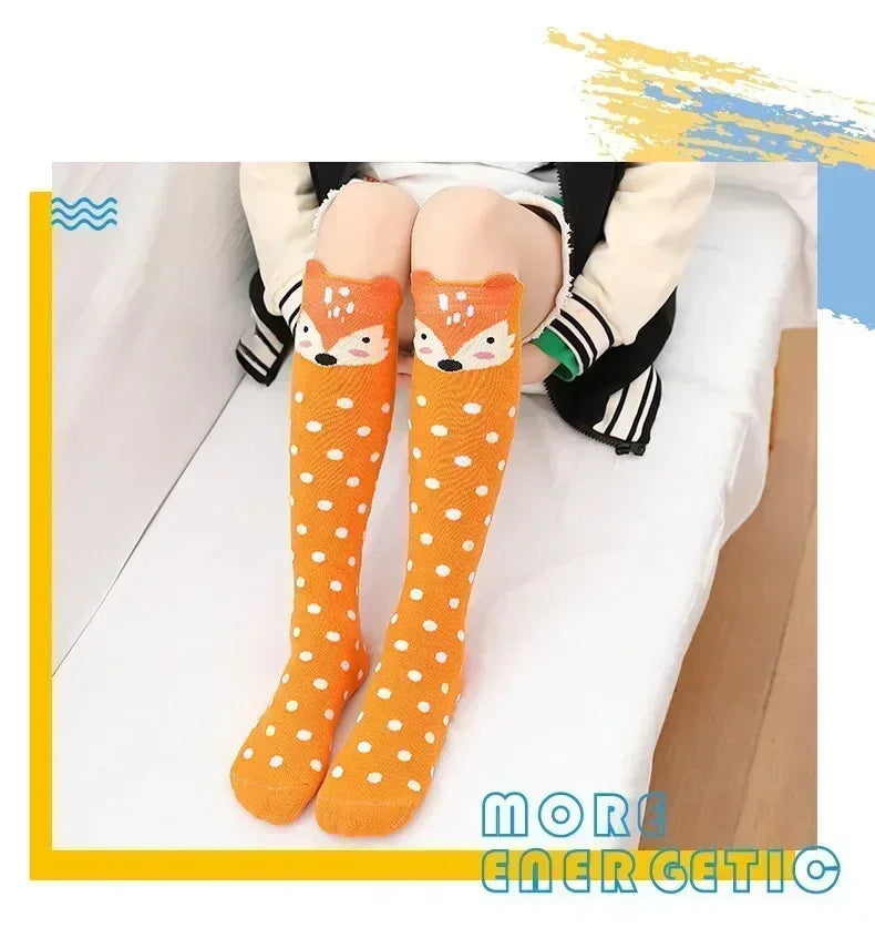 3-12Y Sweet Baby Kids Cotton Warmer Knee High Long Kawaii Socks Cartoon Animal Lovely Princess Girls Children Todder Stockings