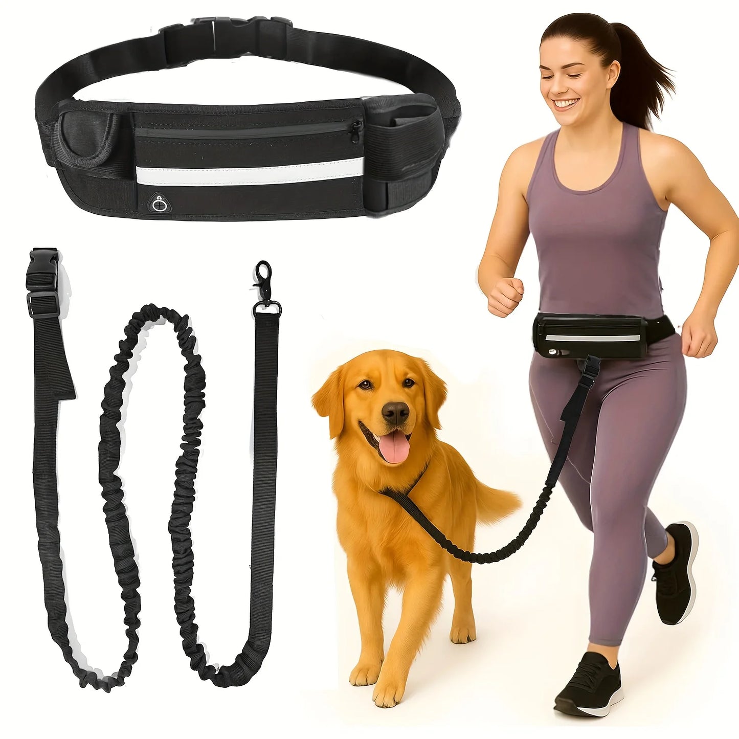 Hand Free Dog Leash for Pet Walking Running Jogging Adjustable Dog Leash Waist Belt Chest Strap Traction Rope Dog Accessories