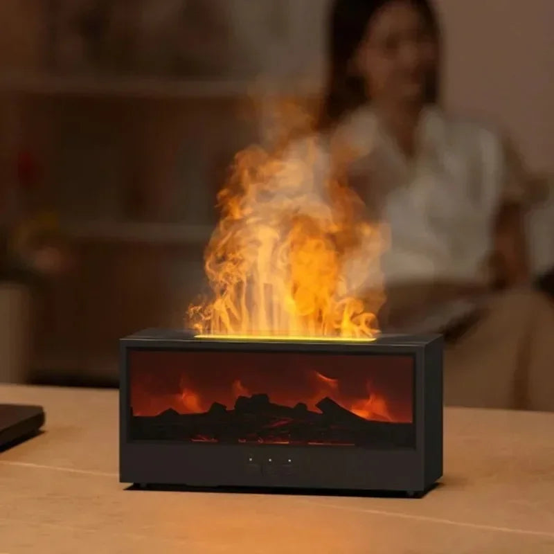 3D Flame Aromatherapy Diffuser - Essential Oil Humidifier with Color Lighting  Remote Control