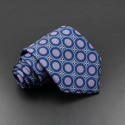 Mens Silk Tie - 75cm Soft Novelty Necktie in Blue Green Orange Floral Pattern