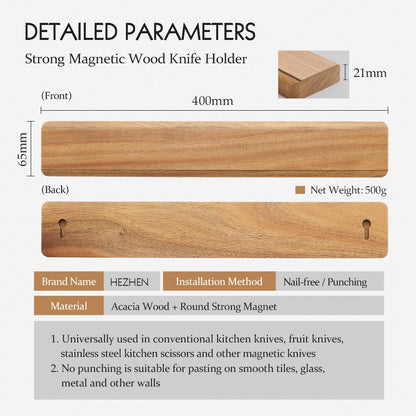 Magnetic Knife Holder – Walnut Wood Wall Knife Rack (No Knives)