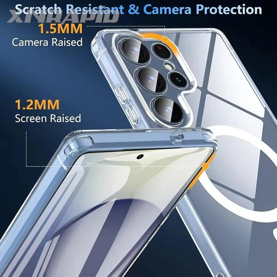 For Magsafe Magnetic Wireless Charging Case For Samsung Galaxy S25 S26 Ultra Plus FE S25Ultra 5G + Clear Shockproof Back Cover