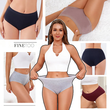 FINETOO 3Pcs/Set Seamless Cotton Panties Women Solid Color High Rise Elastic Briefs Female Soft Comfortable Breathable Underwear
