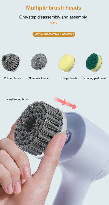 USB Electric Rotary Scrubber Cleaning Brush,With 5 Brush Head Electric cleaning brush,For ,Kitchen,Bathtub Tile Scrubber