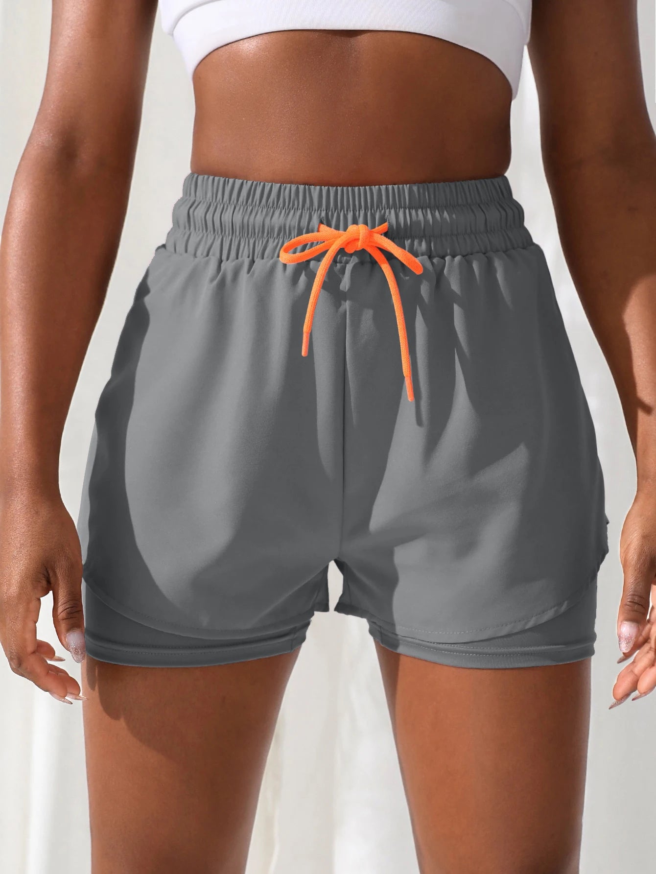 Women's High Rise Yoga Shorts - Elastic Waistband, Breathable Running Shorts