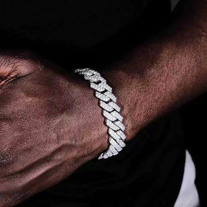 2026 BulingBuling Mens Cuban Bracelet Full Diamond-Rhombus Design - Luxurious Sparkling Jewelry for Him