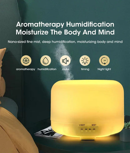 500ML Essential Oil Diffuser - Mini Aroma Humidifier with Colorful Night Lights