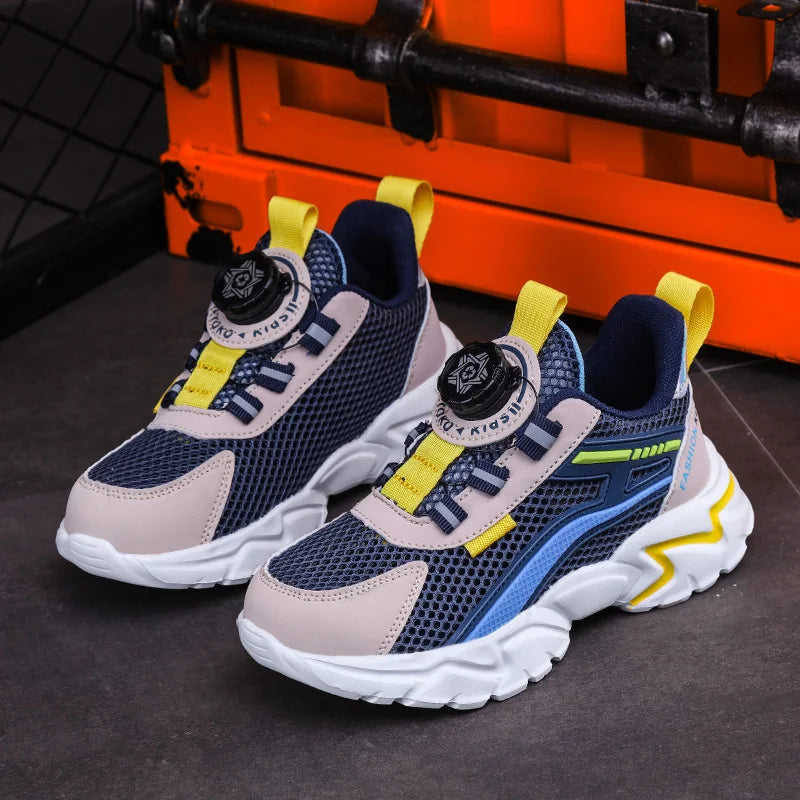 Children Sports Shoes - Boys Running Sneakers Black Mesh | Breathable Summer Casual
