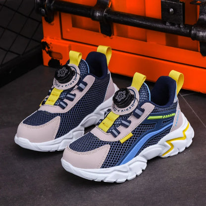 Children Sports Shoes - Boys Running Sneakers Black Mesh | Breathable Summer Casual