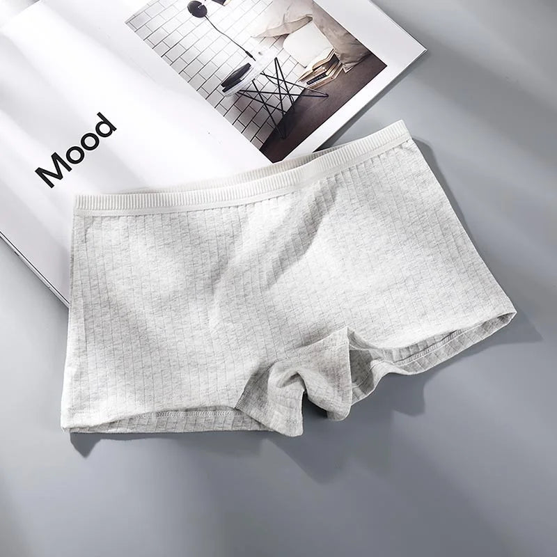 Women Pure Cotton Flat Angle Underwear with High Waist and Tight Belly Thread, Antibacterial Cotton Pants Four Corner Panties