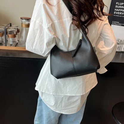 PU Leather Crossbody Bag | Women’s Small Retro Baguette Style Shoulder Bag with Hasp Closure