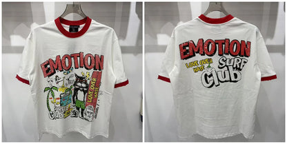New MIXED-EMOTION Rhinestone cartoon printed pattern 100% cotton Men Women T-shirt Loose casual Shinning Diamond Tees Oversized Top