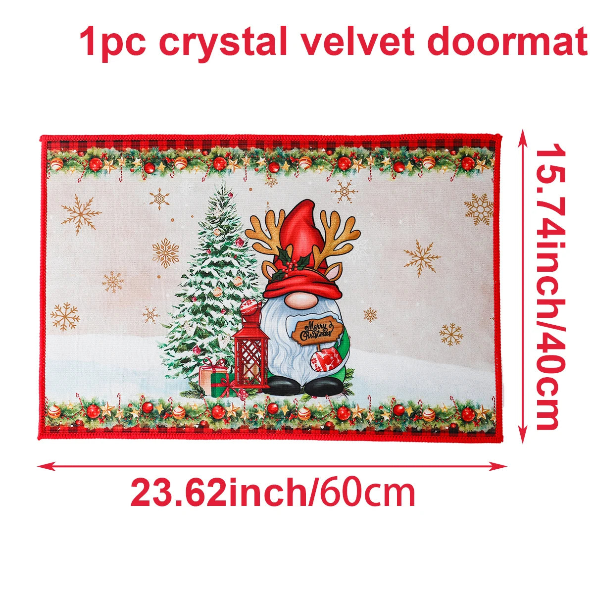 Christmas Door Mat - Santa Claus Outdoor Holiday Carpet | Non Slip Rug, Festive Welcome Mat