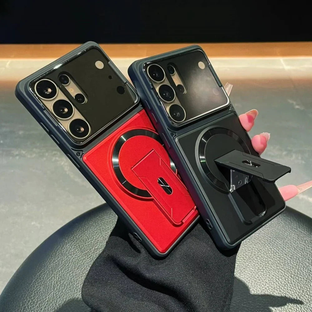 Full Lens Protection Fold Stand Magnetic Phone Case For Samsung Galaxy S26 S25 S24 S23 Ultra A57 A56 A37 A36 For Magsafe Cover