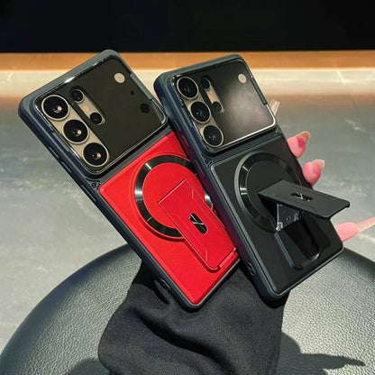 Full Lens Protection Fold Stand Magnetic Phone Case For Samsung Galaxy S26 S25 S24 S23 Ultra A57 A56 A37 A36 For Magsafe Cover