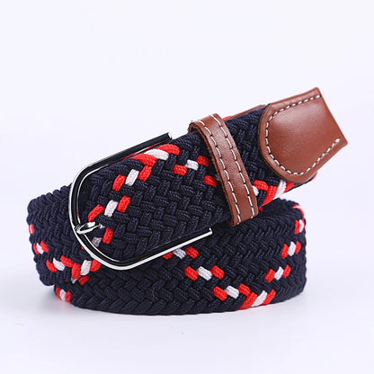 Unisex Stretch Jeans Belt - Casual Knitted Woven Canvas Pin Buckle