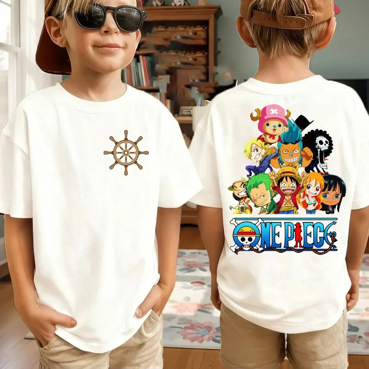 One Piece Japanese Anime Printed Men's T-Shirt Roronoa Zoro Boy Children's Harajuku Short Sleeve Kids Luffy T-shirt Clothing