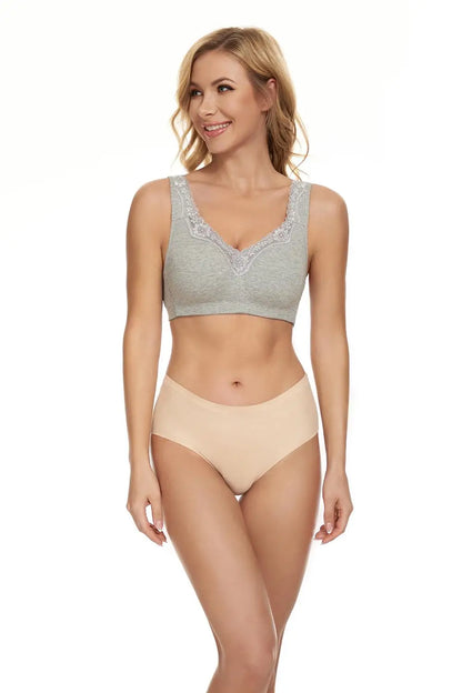Sheroine Women's Floral Lace Cotton Bra Plus Size Wire-Free Non-Foam Comfort Wide Straps Full Coverage Sleep Underswear