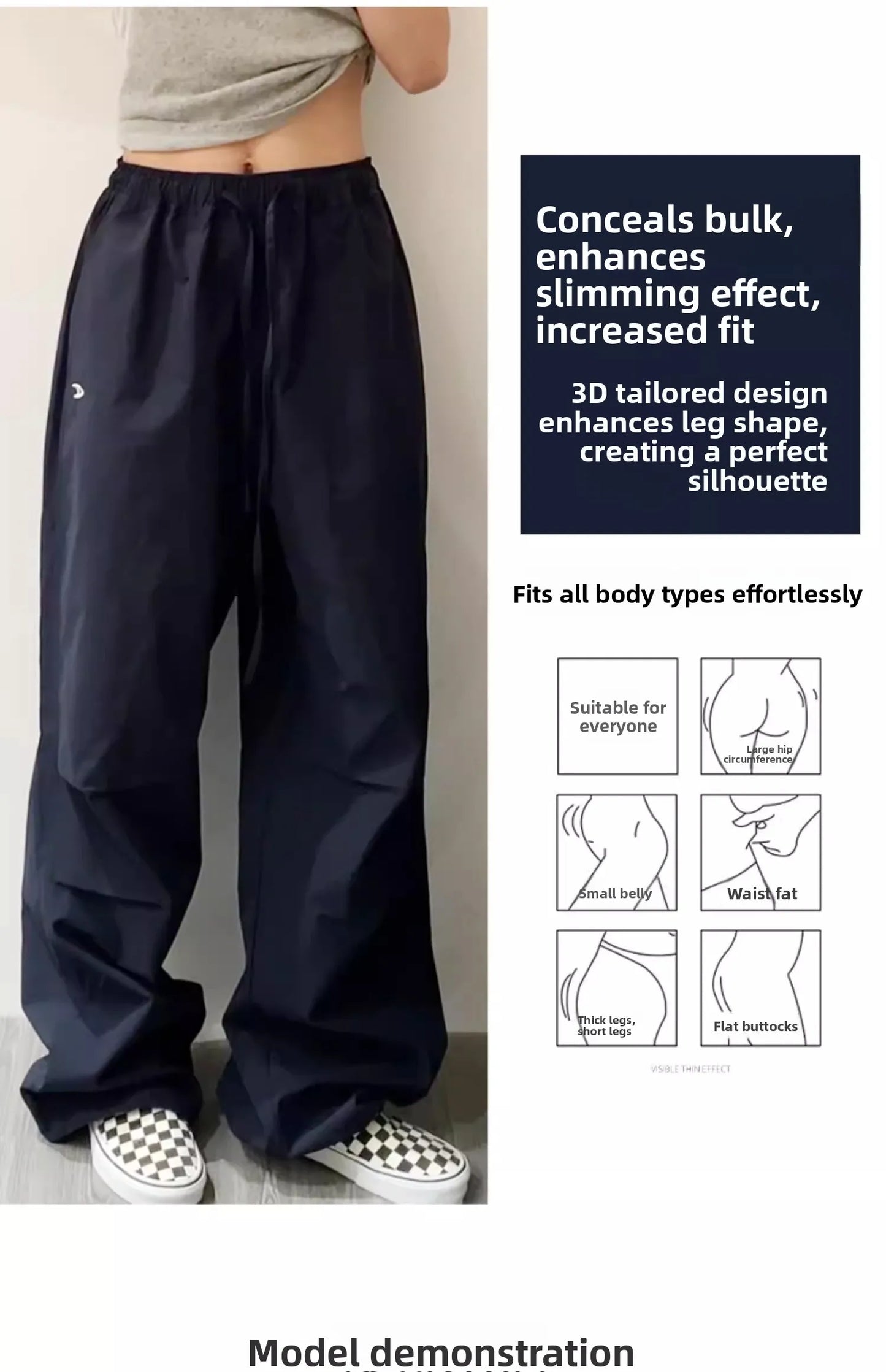 American High Street Style Women's Cargo Pants Spring Summer 2026 New Slimming Drapey Loose Sweatpants Folded Hem