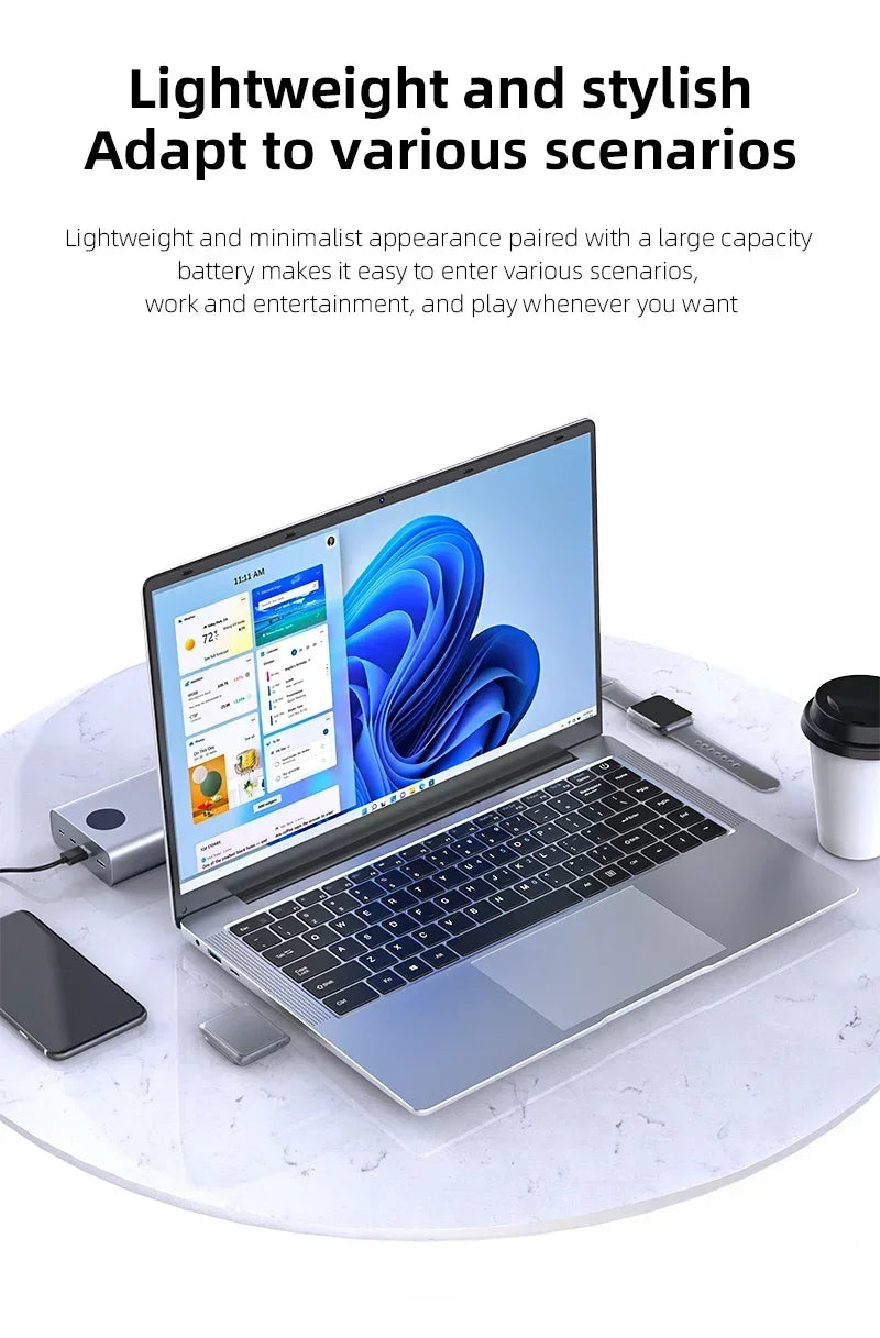 NEW Arrival Intel I7-9850H Slim Office Laptop 14.1 Inch Windows 11 Pro 12GB RAM 512GB 1TB SSD 1920*1080 Office Study Computer PC