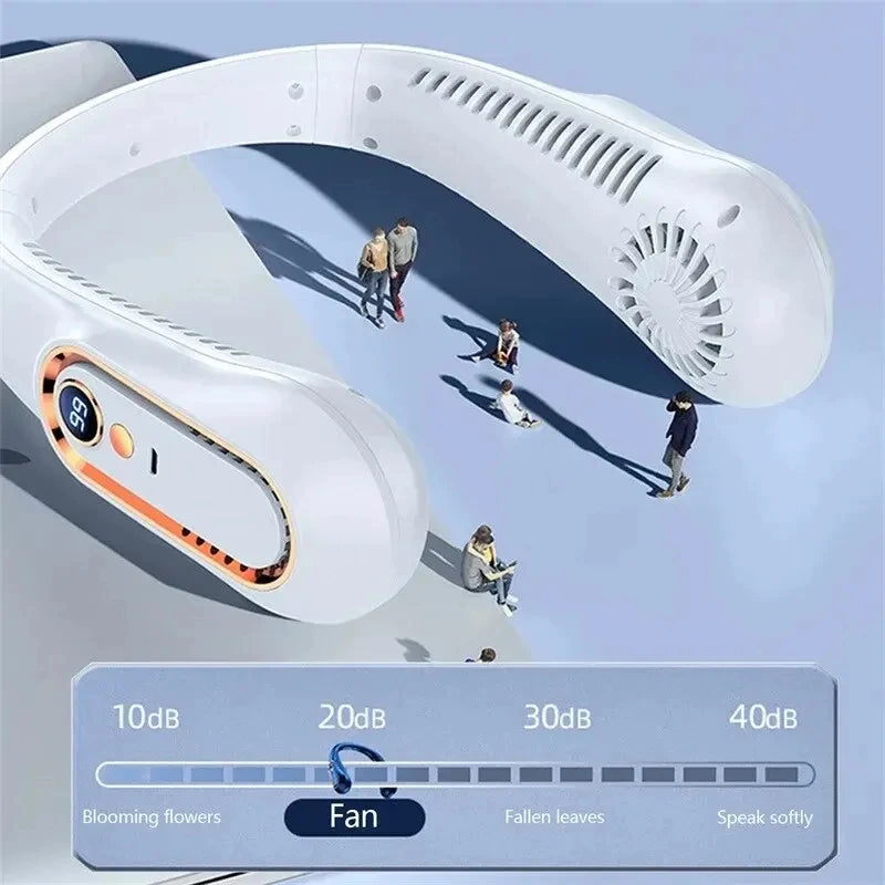 TINSOL New ceiling fan USB rechargeable portable small fan students office sports digital display ceiling fan hanging neck fan
