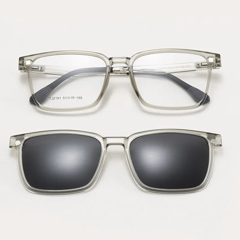Magnetic Clip-On Glasses – Polarized Prescription Sunglasses with TR90 Frame for Men Women