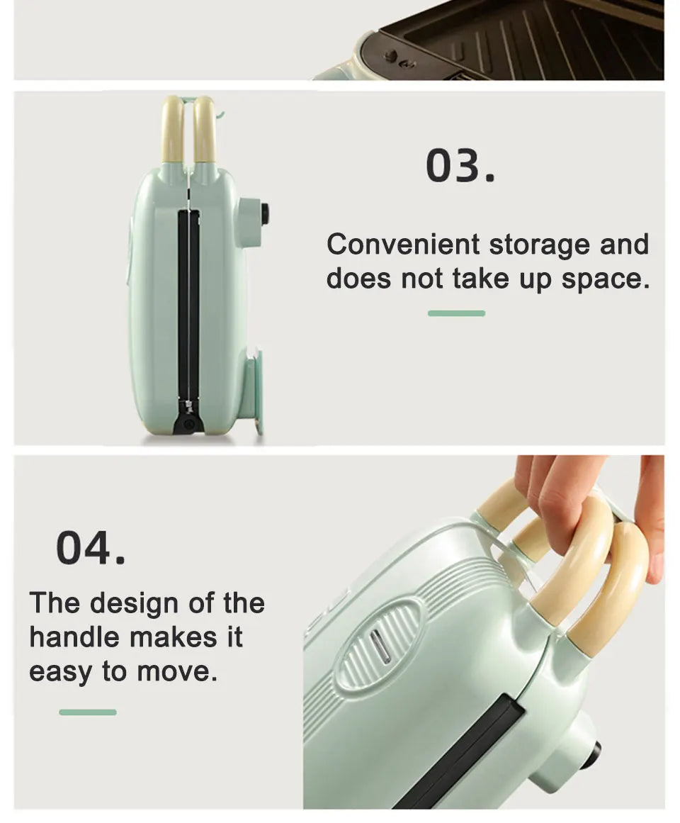 Mini Sandwich Maker - Electric Breakfast Multi Cooker for Toasts Pancakes Waffles  Donuts
