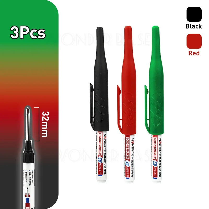 Waterproof Multi-Purpose 32mm Deep Hole Marker Pens - 1-8 Pcs in 4 Colors for Wood Tile Metal  Bathroom Use