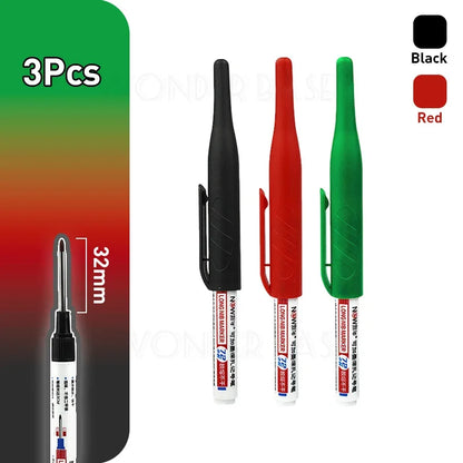 Waterproof Multi-Purpose 32mm Deep Hole Marker Pens - 1-8 Pcs in 4 Colors for Wood Tile Metal  Bathroom Use