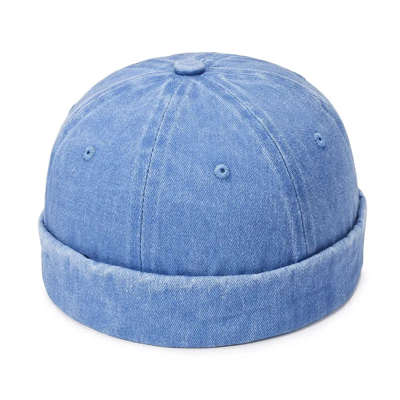 Denim Docker Cap – Brimless Sailor Beanie, Adjustable
