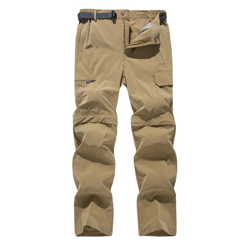 NUONEKO New Elastic Mens Hiking Pants Outdoor Sport Summer Quick Dry Waterproof Detachable Camping Trekking Climbing Cargo Pants
