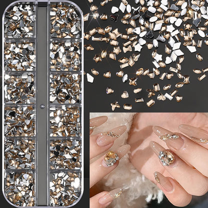 Ocean Gold Nail Art Charms - 3D Shell Seahorse Starfish Pearl Gems Studs