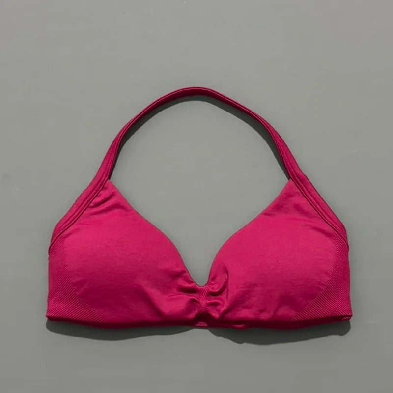 Impact Sports Bra - Seamless Yoga Halter Top for Women | High Support Fitness Workout Bra