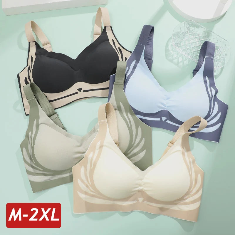 Wireless Push-Up Bra - Seamless Full Cup Plus Size Bralette With Soft Sleepwear Comfort