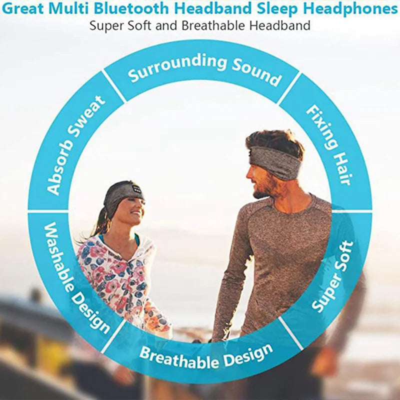 Sports Headband Wireless Headphones Sleep Eye Mask Headset Soft Elastic Comfortable Sports Hair Band Bluetooth Music Earphones