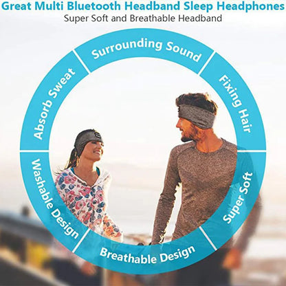 Sports Headband Wireless Headphones Sleep Eye Mask Headset Soft Elastic Comfortable Sports Hair Band Bluetooth Music Earphones