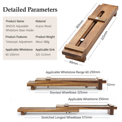 Knife Sharpening Block - Adjustable Acacia Wood Whetstone Holder for Kitchen Knives