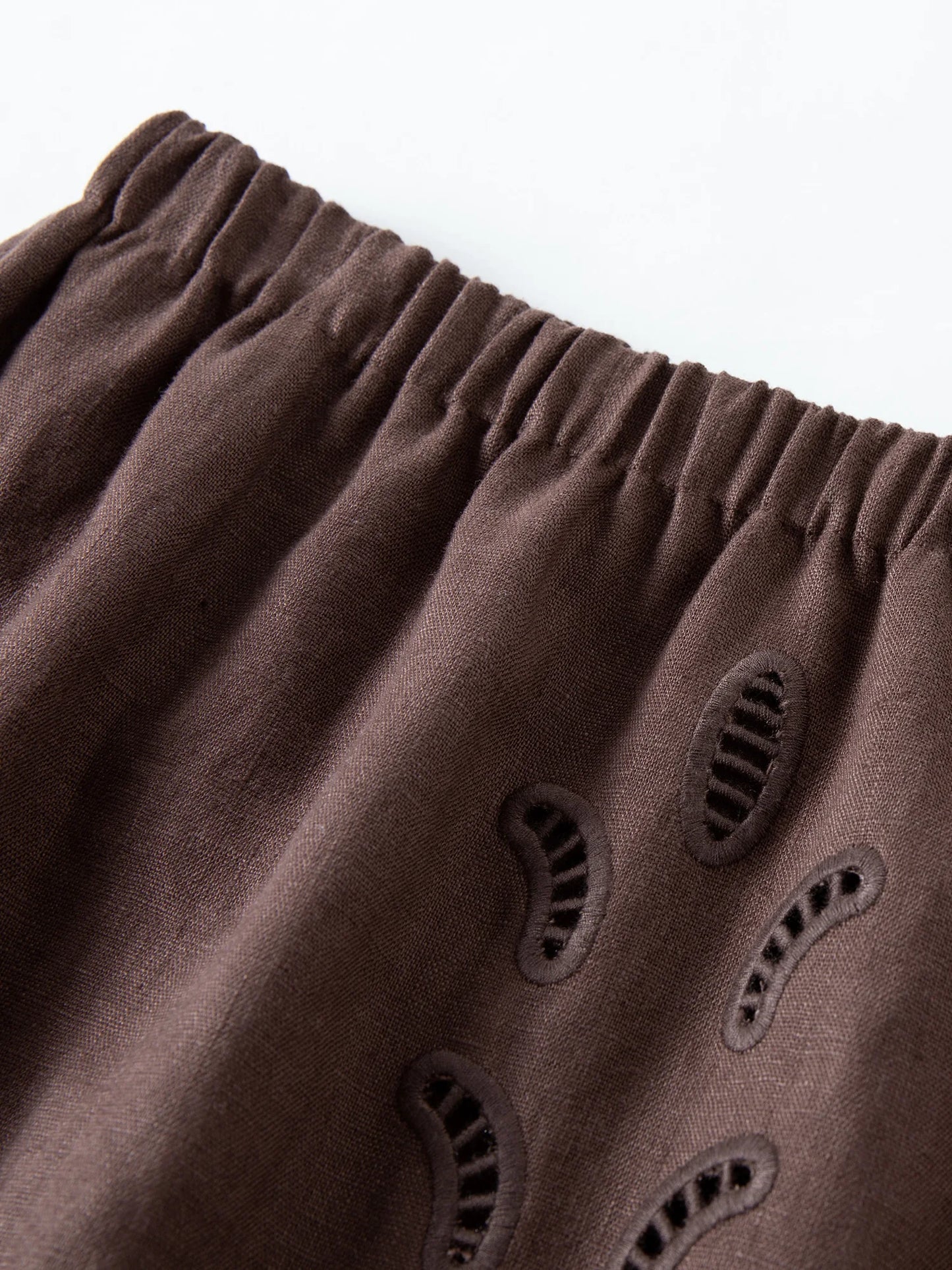 FSLE【Premium Series】Summer Women Linen Two Piece Set Cut-Out Embroidered Sleeveless Top Midi Skirt Boho Beach Vacation Style