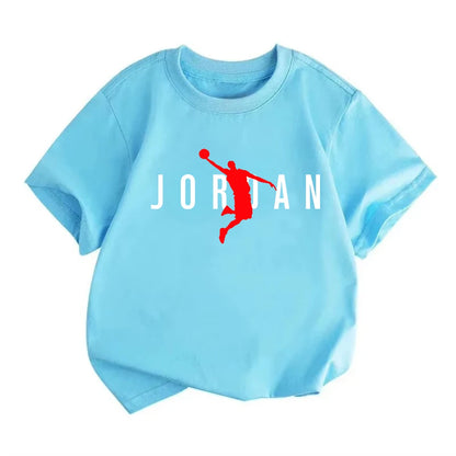 Summer Casual Kids T-shirt Breathable Cotton Jordan Print Short Sleeve Sport Tees Fashion Boy Girl Clothes