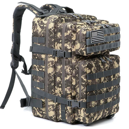 45L Tactical Backpack - Large Capacity Outdoor Hiking  Camping Bag for Men  Women