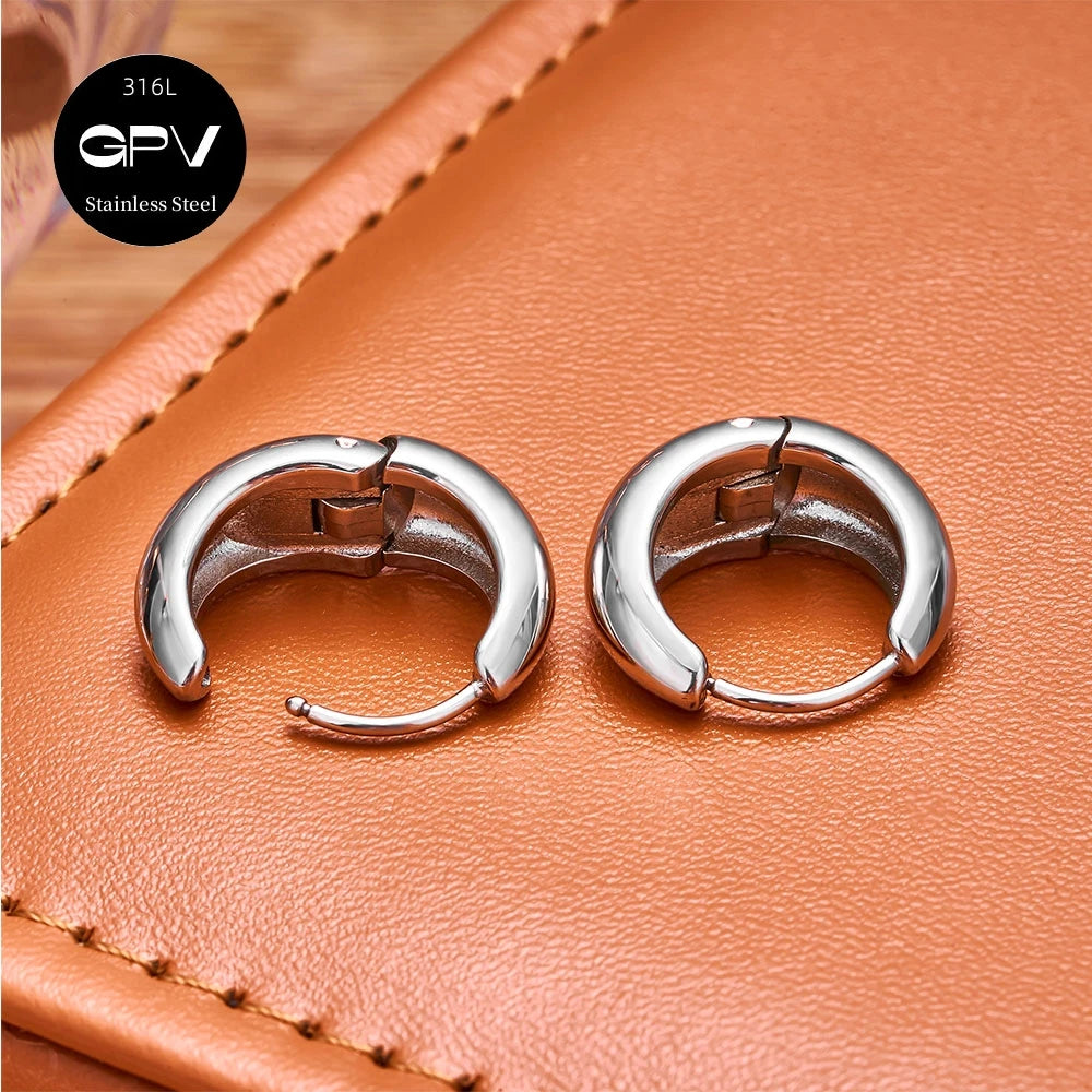 2PCS 316L Medical Stainless Steel Earrings With A Niche Design Women's Perforated Jewelry Light Luxury Ear Rings